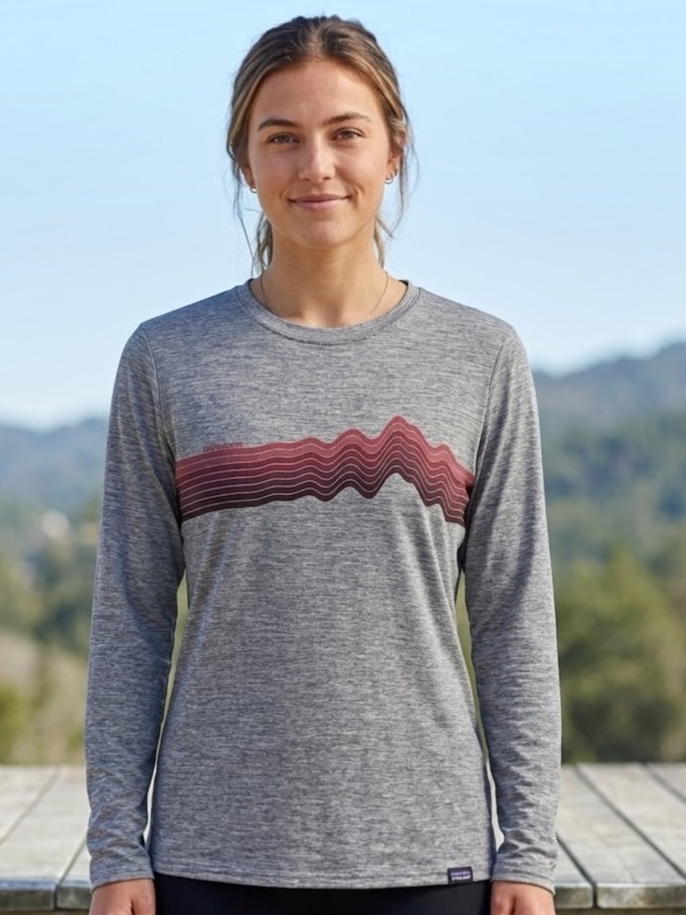 Patagonia Capilene Cool Daily Graphic Long Sleeve Shirt Gray Womens Small - Picture 3 of 15